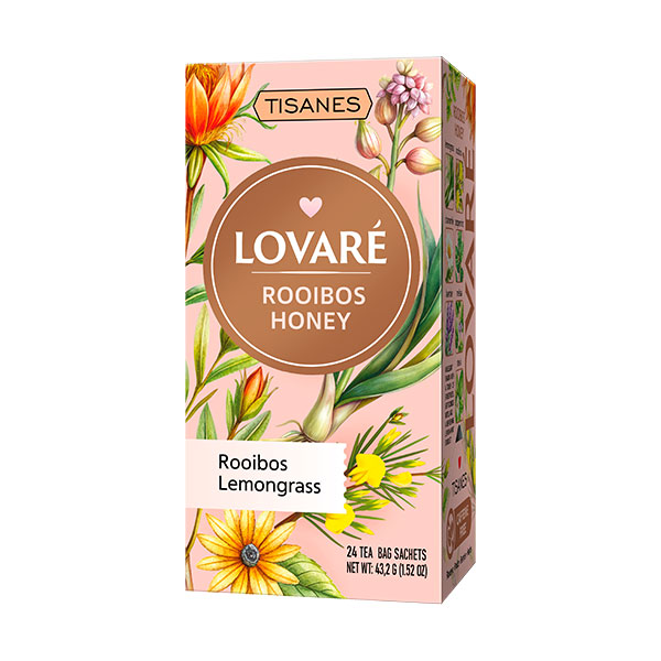 Rooibos-Honey.jpg LOVARÉ Rooibos Honey 43,2g (24 sáčků, bylinný čaj) - Obrázek 1